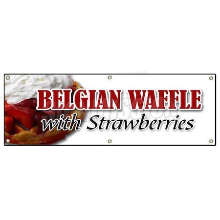 Signmission BELGIAN WAFFLE WITH STRAWBERRIES DECAL sticker whip cream breakfast B-72 Belgian Waffle